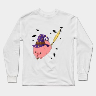 Pig Witch T shirt Halloween Kids Women Funny Costume Long Sleeve T-Shirt